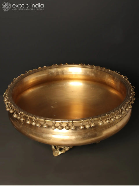 18" Traditional Brass Urli with Ghungroo