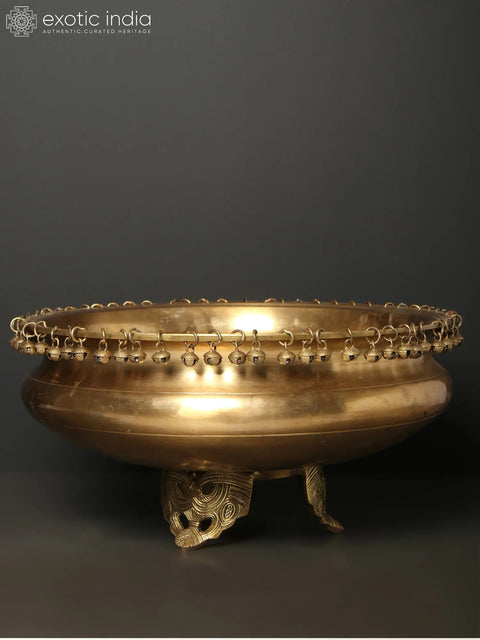 18" Traditional Brass Urli with Ghungroo