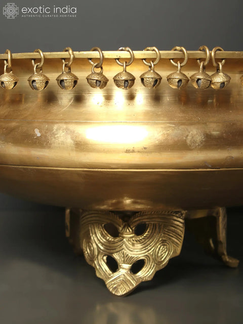 18" Traditional Brass Urli with Ghungroo