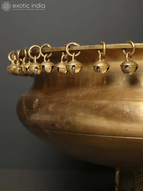 18" Traditional Brass Urli with Ghungroo