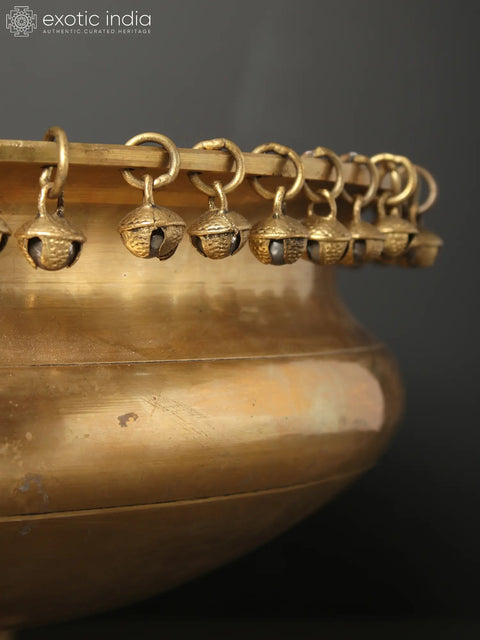 18" Traditional Brass Urli with Ghungroo