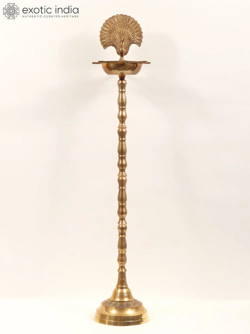 Large Brass Peacock Oil Lamp Handmade Statue