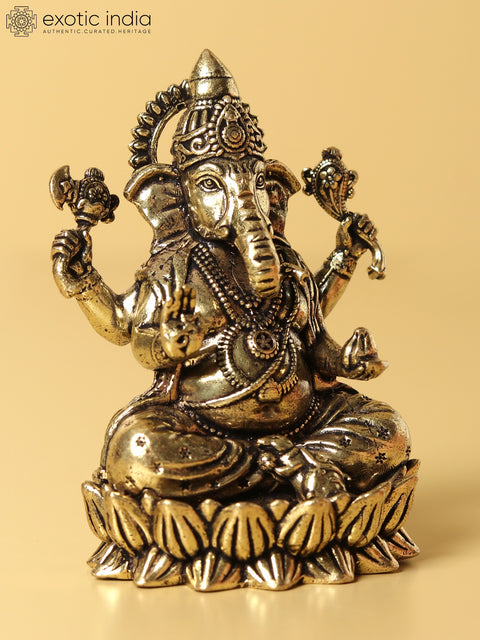 2" Small Brass Lord Ganesha Idol