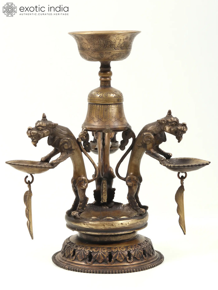 12" Nepali Temple Lion Lamp