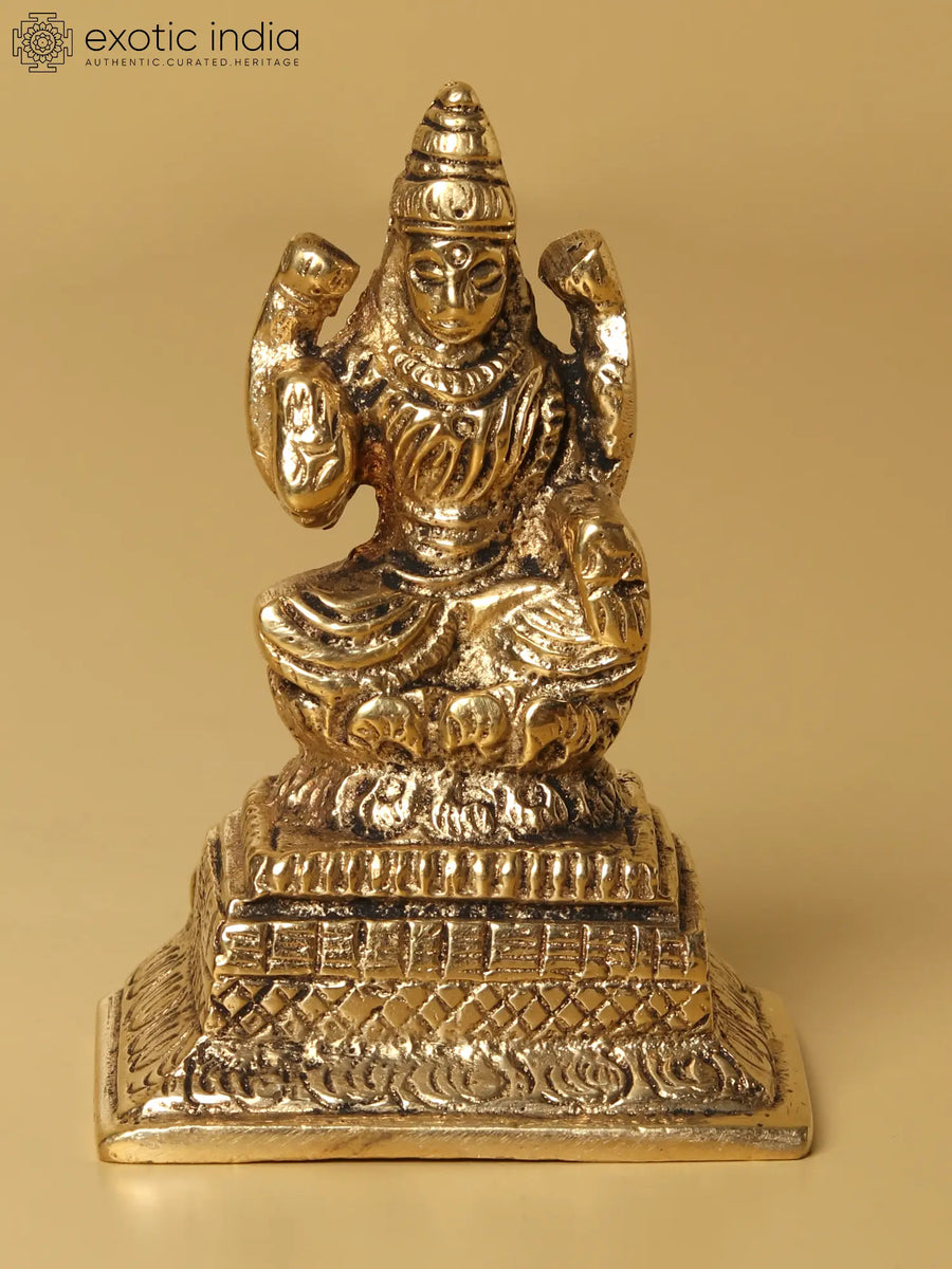2" Goddess Lakshmi Seated Brass Statue for Home Pooja