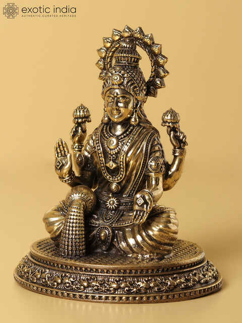 Small Fine Quality Goddess Dhana Lakshmi Brass Statue