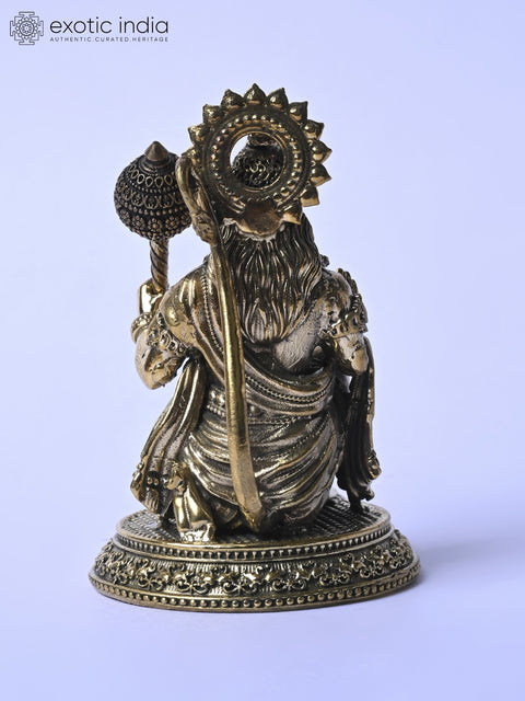 Small Fine Quality Sitting Lord Hanuman Idol in Blessing Gesture | Brass Statue
