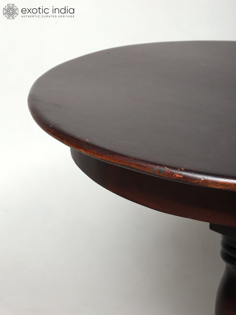 22" Designer Round Table in Wood with Brass Base