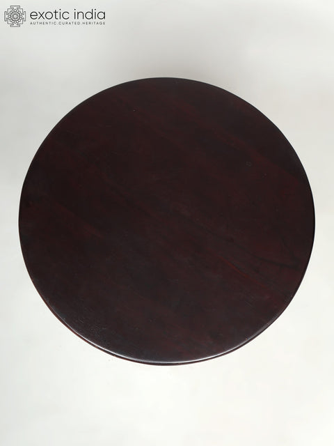 22" Designer Round Table in Wood with Brass Base