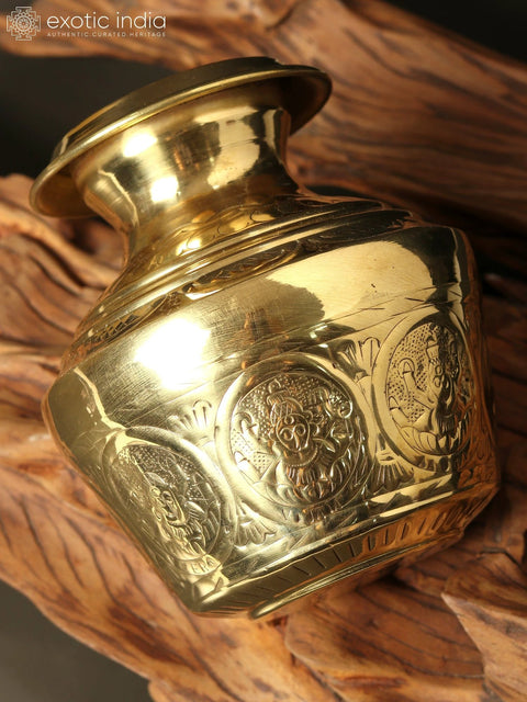 7" Brass Ashta Lakshmi Ritual Kalash