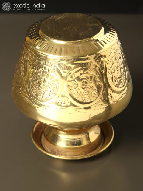 7" Brass Ashta Lakshmi Ritual Kalash