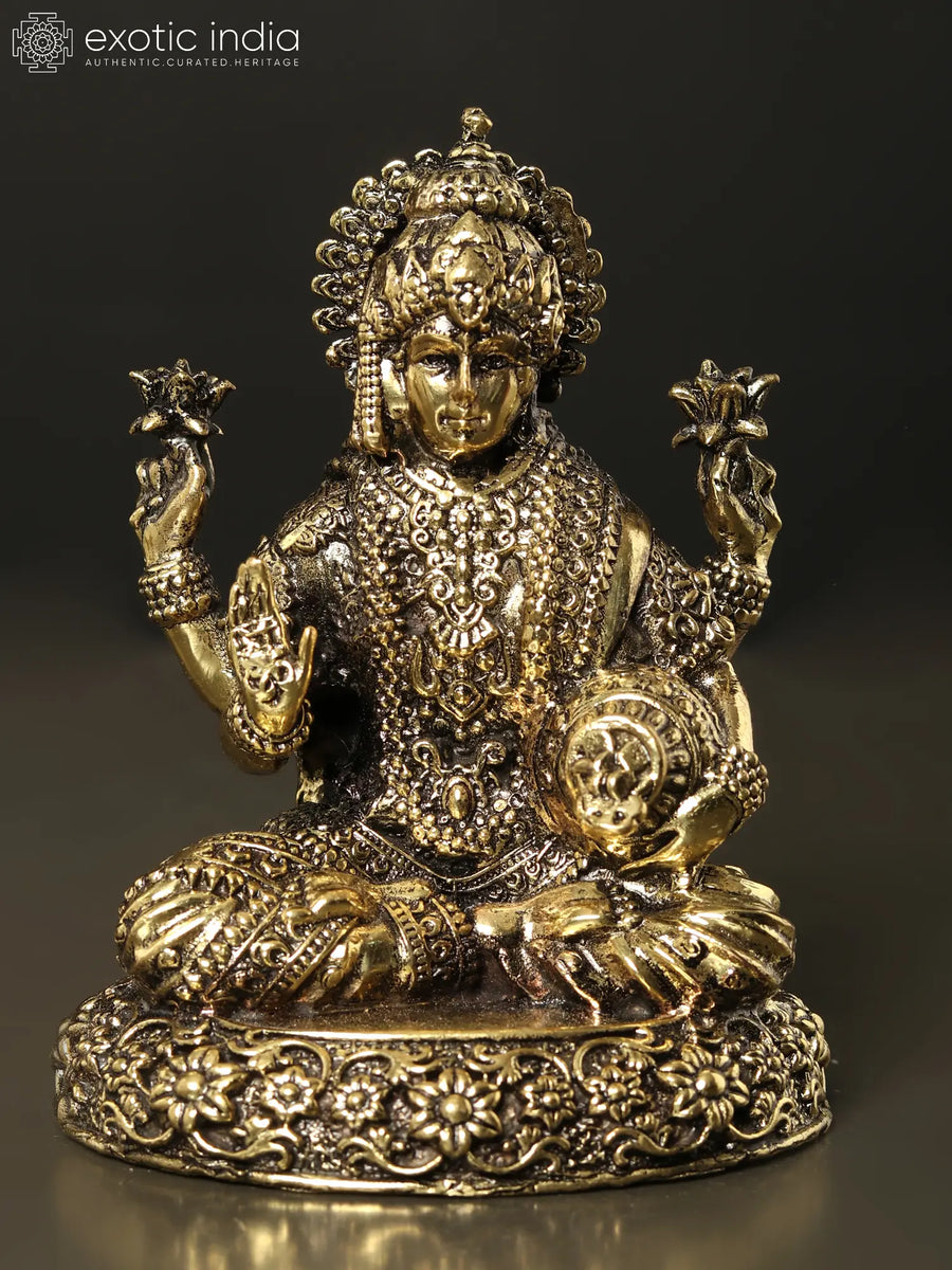 Small Superfine Blessing Lakshmi Handmade Brass Statue