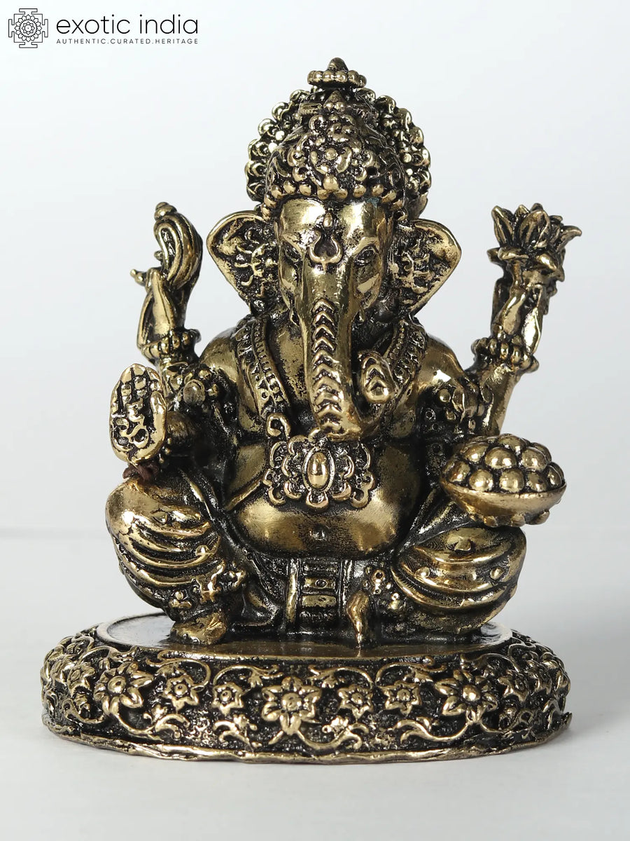 Small Blessing Lord Ganesha Handmade Brass Statue