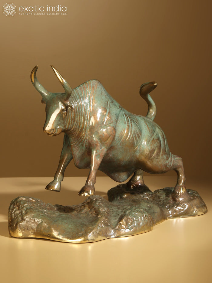 13" Superfine Decorative Bull Brass Statue for Home Decor