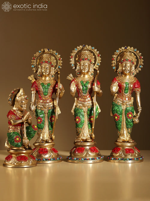 13" Shri Ram Darbar Brass Statue with Inlay Work