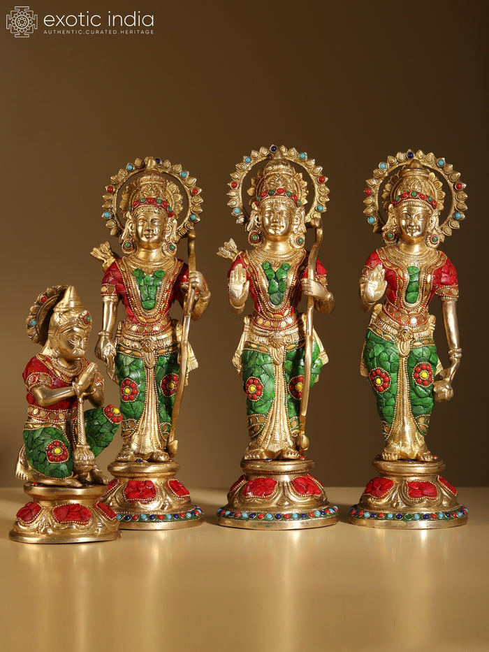 13" Shri Ram Darbar Brass Statue with Inlay Work