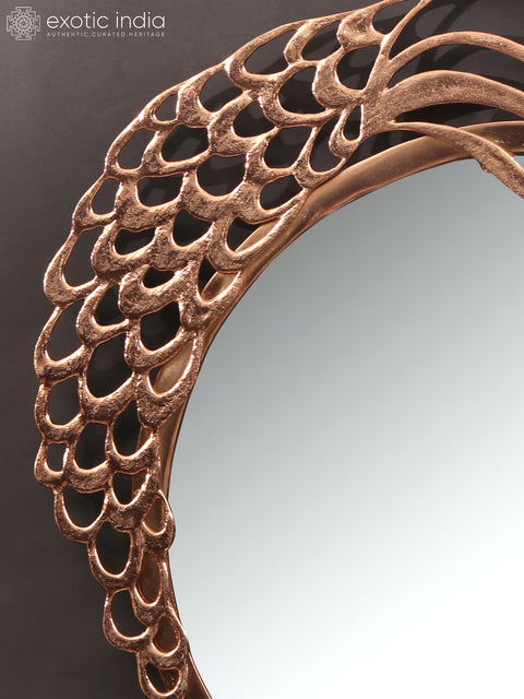 23" Peacock Design Mirror in Brass