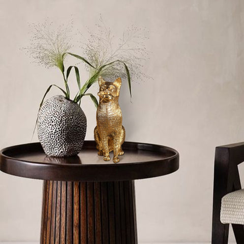 7" Decorative Cat with Mouse In Her Mouth | Brass Statue