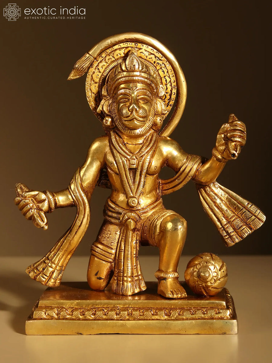 5" Brass Lord Hanuman Idol Handmade Singing Bhajans Statue