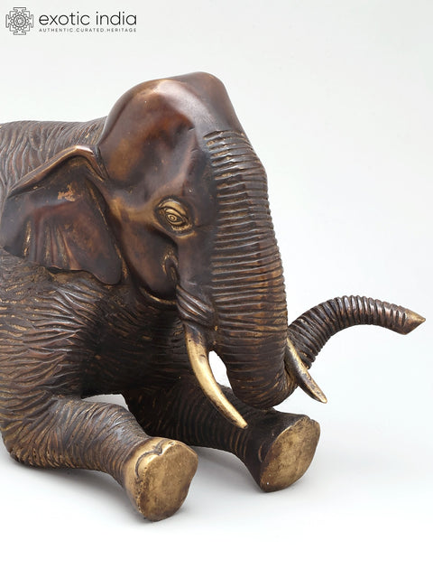 10" Decorative Seated Elephant Statue | Table Decor