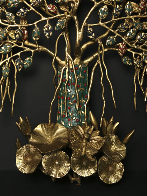 29" Brass Tree of Life with Perched Birds | Wall Mounted