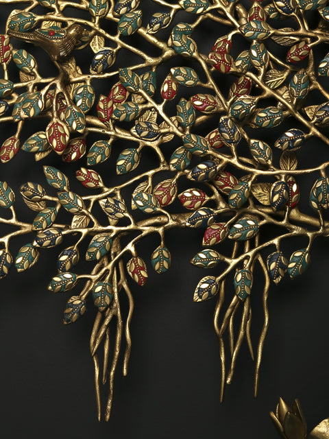 29" Brass Tree of Life with Perched Birds | Wall Mounted