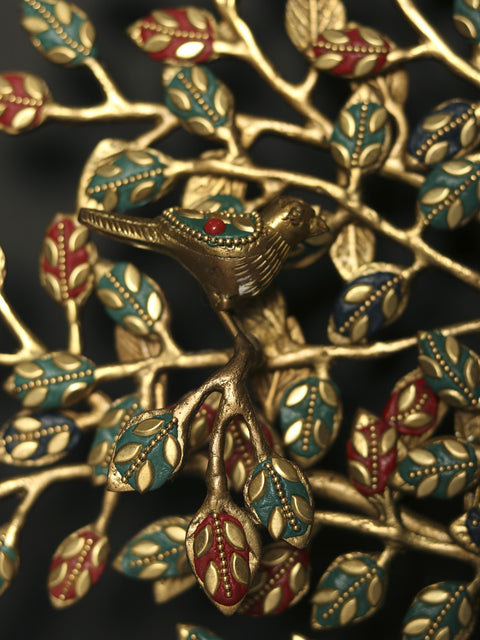 29" Brass Tree of Life with Perched Birds | Wall Mounted