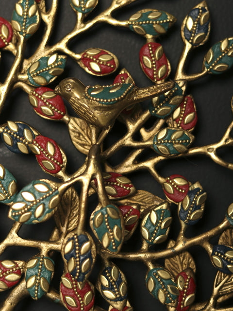 29" Brass Tree of Life with Perched Birds | Wall Mounted