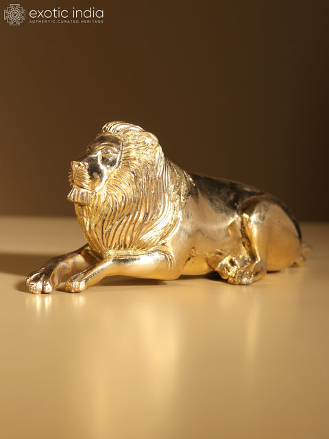 7" Brass Seated Lion | Table Decor