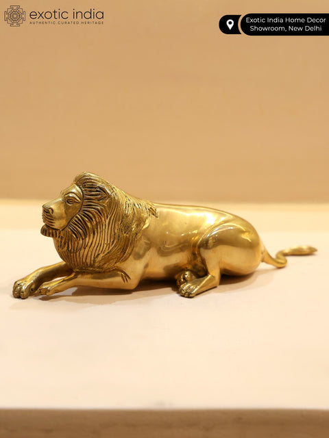 7" Brass Seated Lion | Table Decor