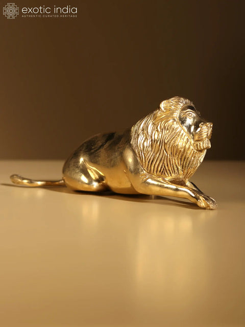 7" Brass Seated Lion | Table Decor