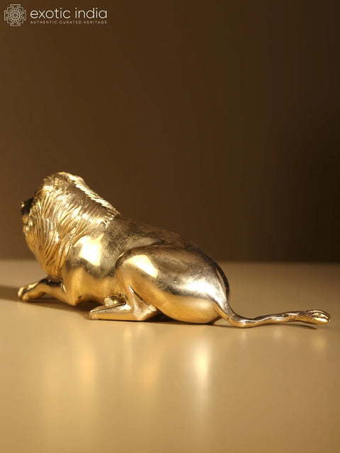 7" Brass Seated Lion | Table Decor