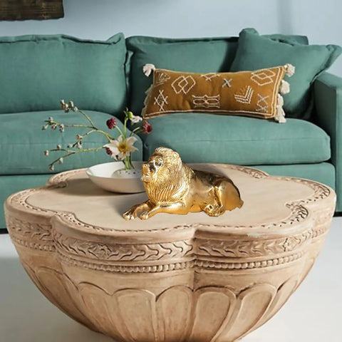 7" Brass Seated Lion | Table Decor