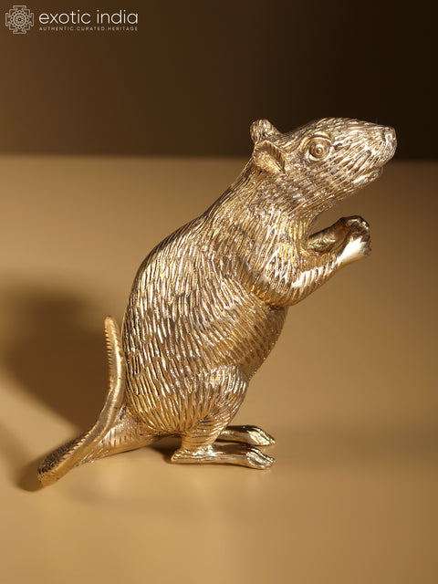 4" Small Ganesha's Rat Brass Figurine
