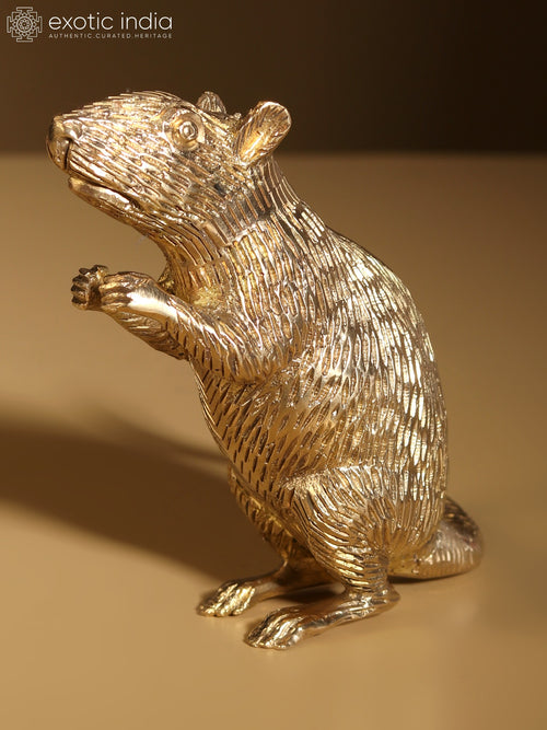 4" Small Ganesha's Rat Handmade Brass Figurine