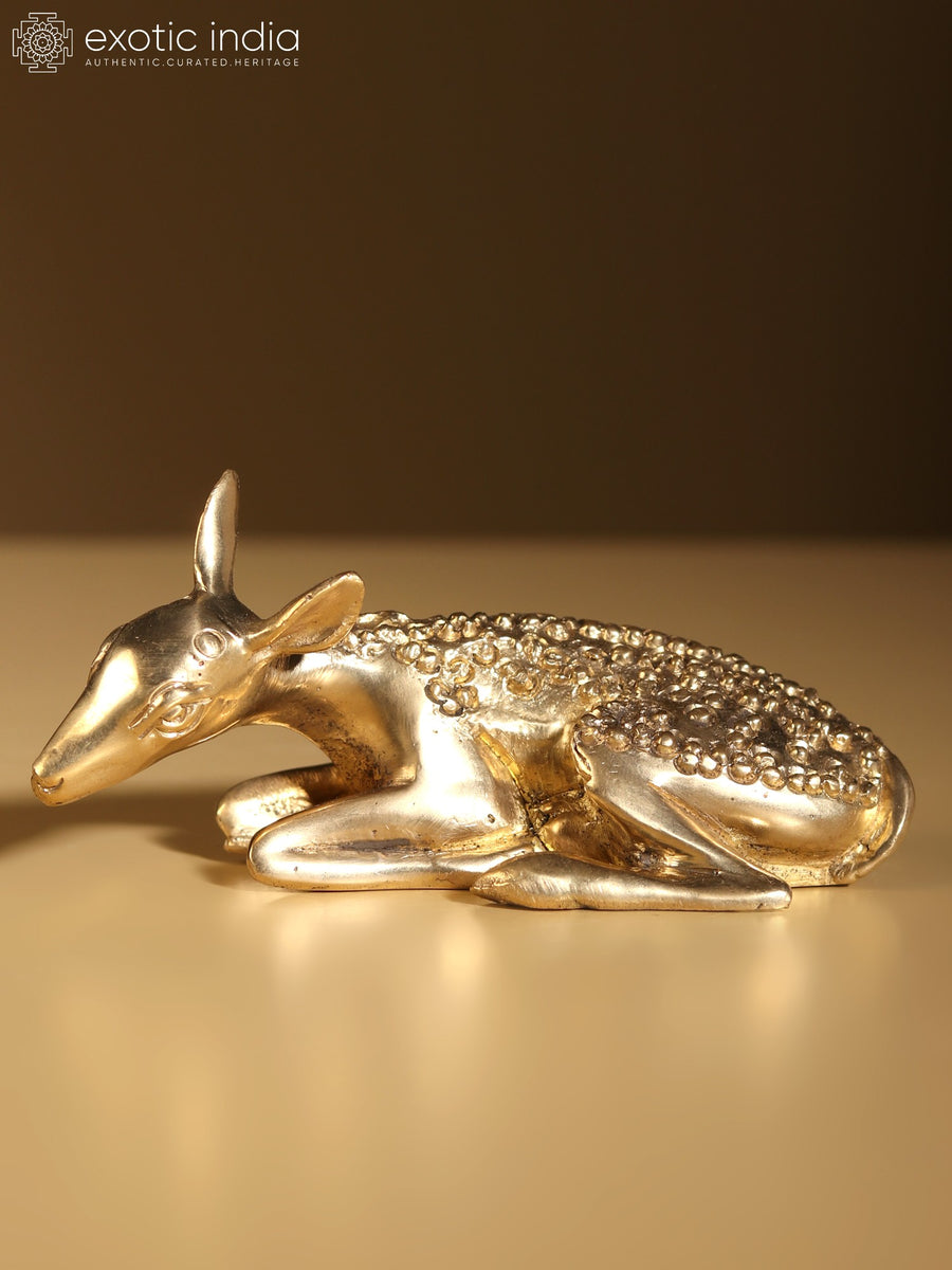 4" Brass Fawn Baby Deer Statue for Home Decor