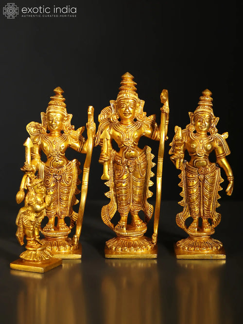 6" Small Ram Darbar Brass Statue for Pooja