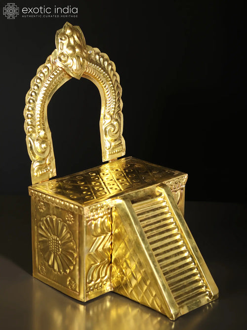 15" Handmade Brass Ayyappan Throne with Stairs Idol