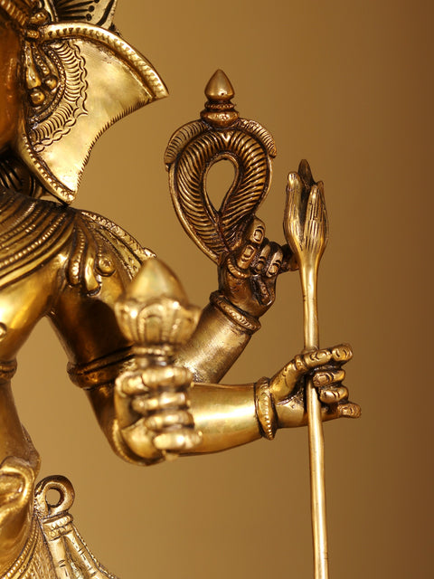 26" Six Armed Standing Lord Ganesha | Brass Statue