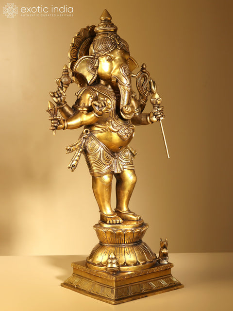 26" Six Armed Standing Lord Ganesha | Brass Statue