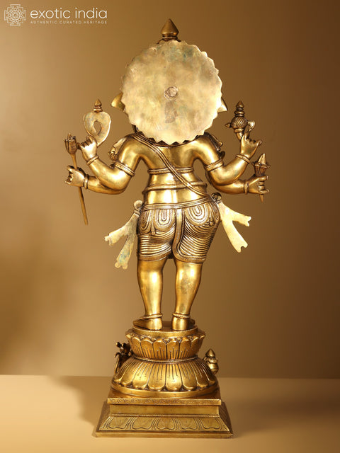 26" Six Armed Standing Lord Ganesha | Brass Statue