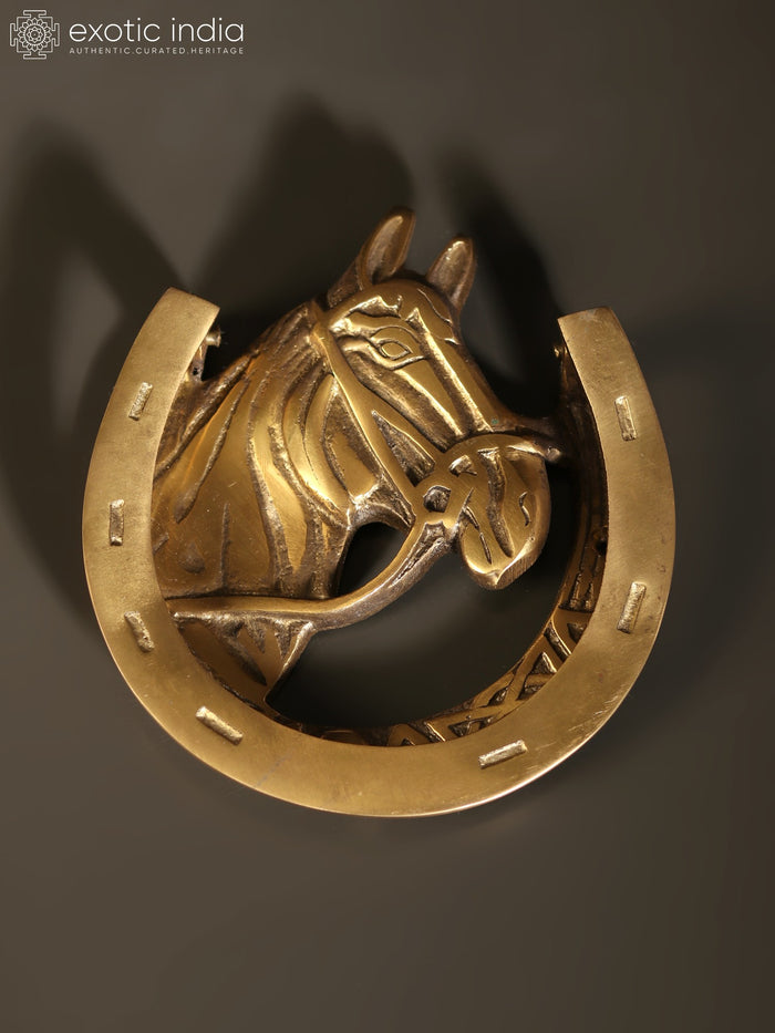 5" Brass Horse Door Knocker for Home Entrance