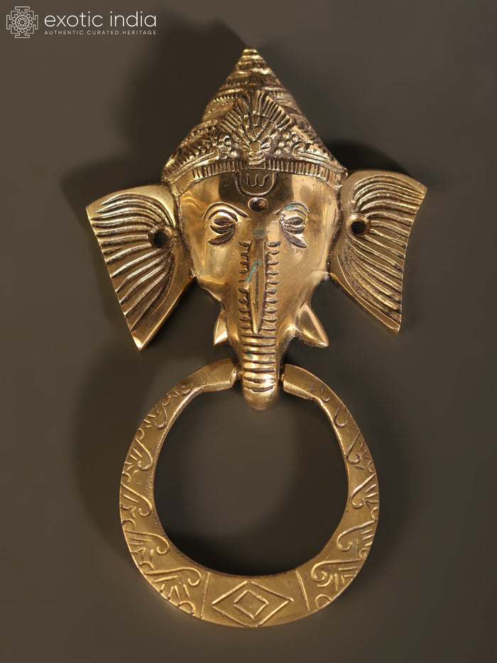 7" Brass Ganesha Door Knocker Handmade