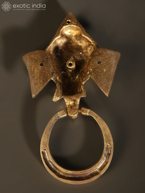 7" Ganesha Door Knocker In Brass
