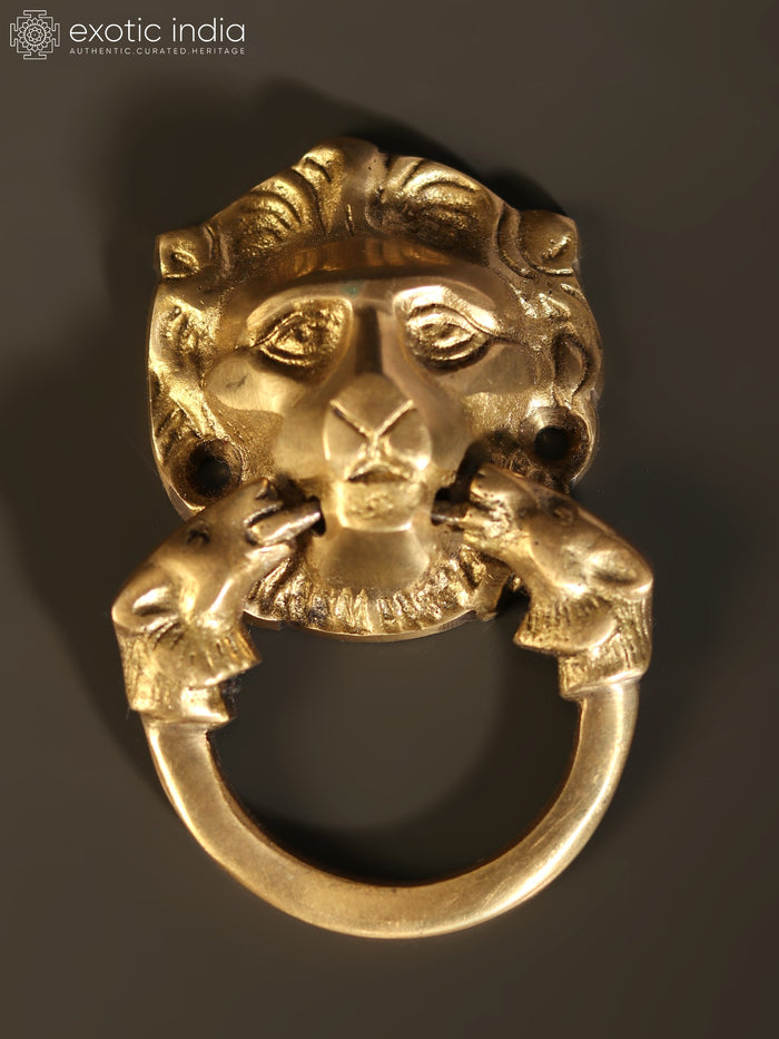 3" Brass Lion Face Door Knocker for Home Decor