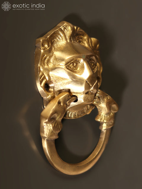 3" Small Brass Lion Face Door Knocker