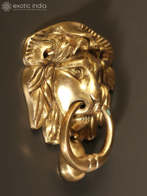 7" Brass Lion Head Door Knocker