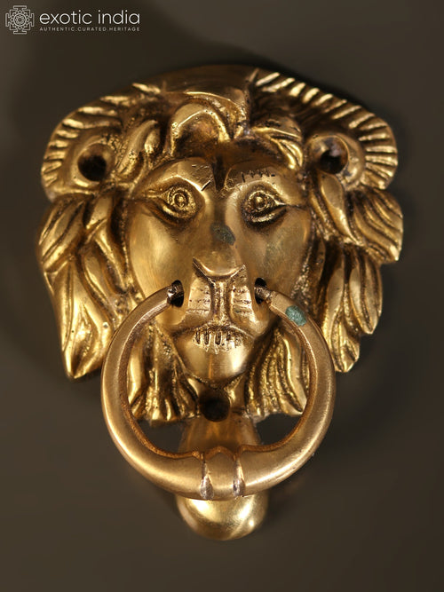 7" Brass Lion Head Door Knocker for Home Decor