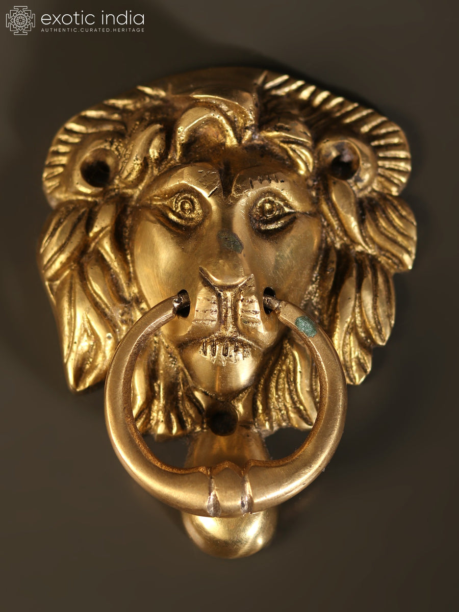 7" Brass Lion Head Door Knocker for Home Decor
