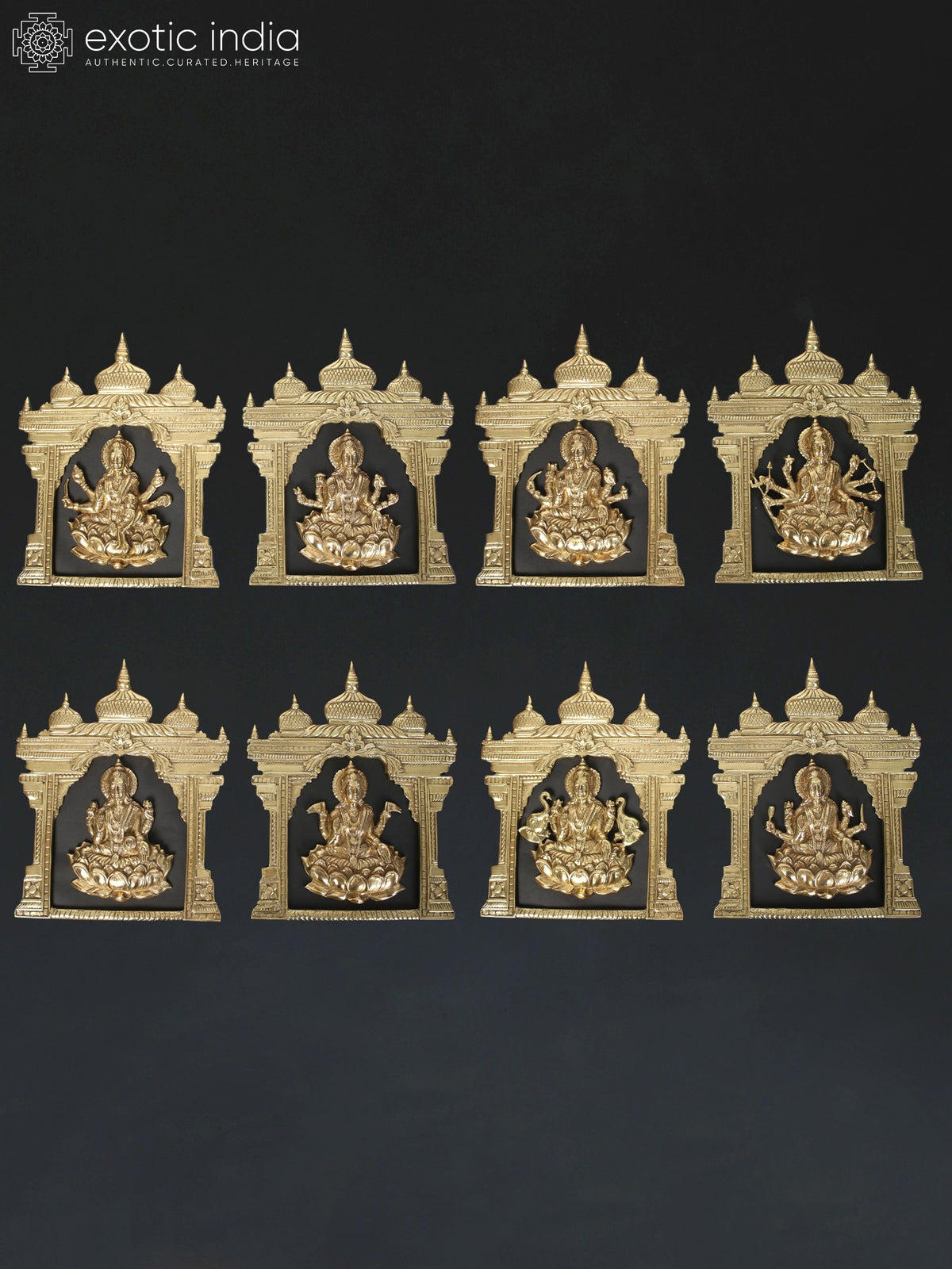 15" Brass Ashtalakshmi (Goddess of Prosperity and Wealth) | Wall Decor